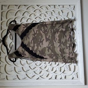 Blumin Regular & Plus Brand Camo Camouflage Black Lace Inset Tank Size L…